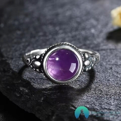 anel de prata 925 com pedra natural ametista