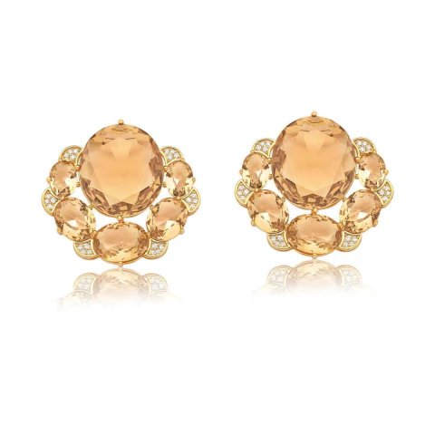 Brinco folheado cristal colorido