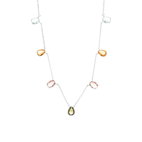 Colar prata com cristais