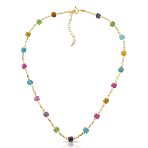 Colar canutilho com turmalina natural