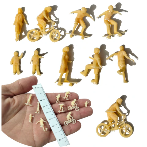 10 Figuras 1:87 1:100 Esporte Crianças Bicicleta S/ Pintar