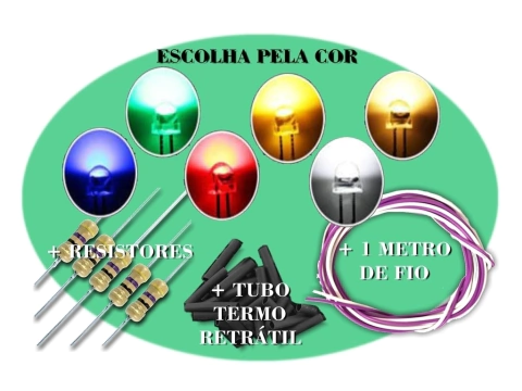 10 mini led alto brilho 3mm, cores para maquetes e dioramas