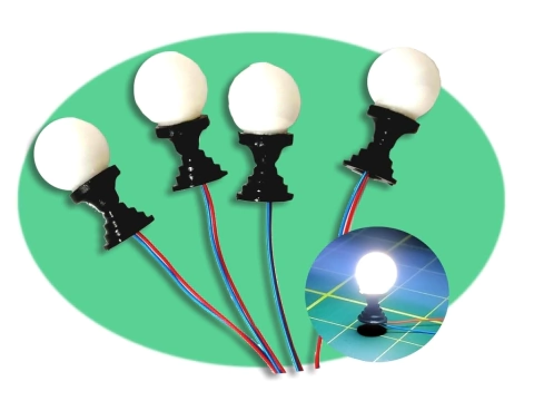 4 ou 8 Globos Luz H=1,3cm Led 3volts Jardim Maquete 1:50 1:25