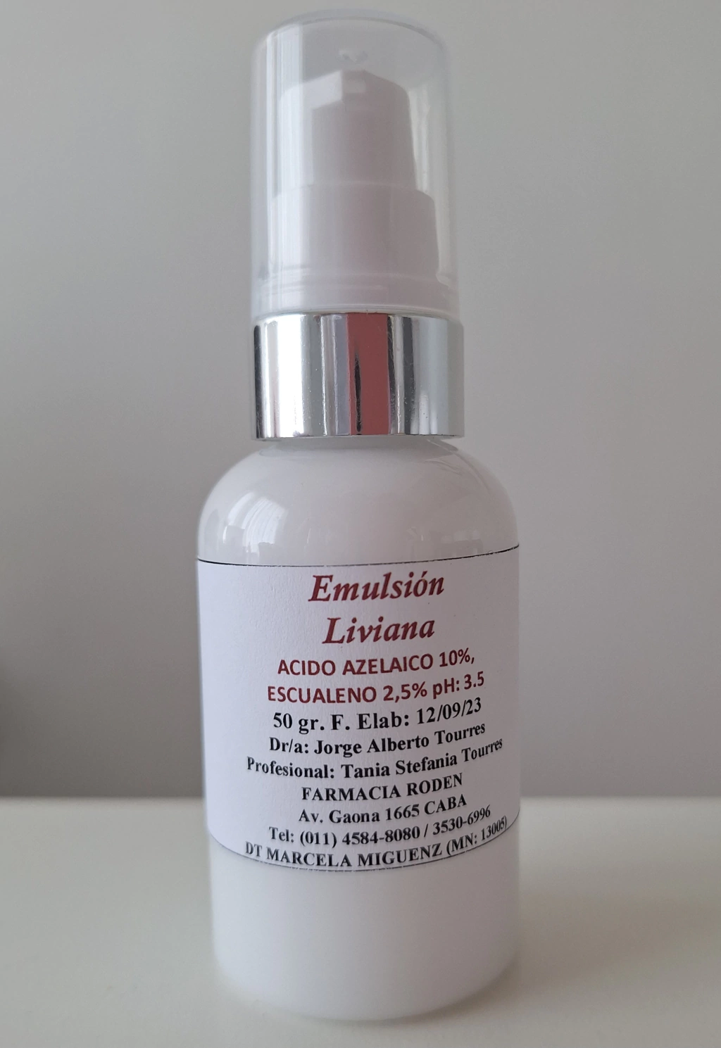 Emulsión despigmentante/rosácea con Ac. azelaico 10%