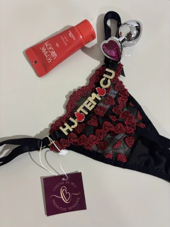 Fio Personalizável Tule Coração Preta C/ Vermelho na internet