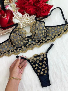 Conjunto Love - Preto com Dourado (P 36~38) - Coisitas da Bell