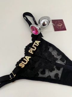 Fio Personalizável Tule Coração Preta - comprar online