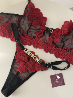 Conjunto Pétala P~GG - Preto c/ vermelho | PERSONALIZÁVEL - comprar online
