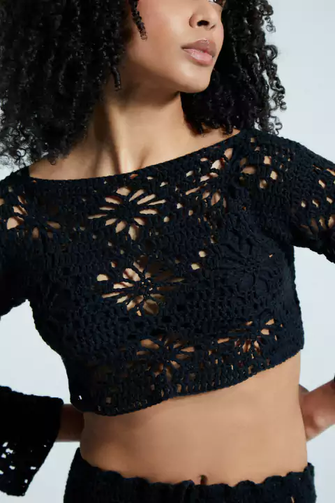 SWEATER TEJIDO NEGRO BARCELONA - comprar online