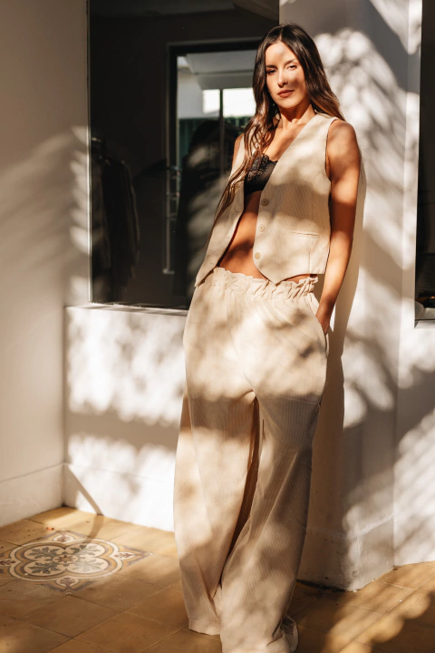 PANTALON NARA CORDEROY NATURAL - comprar online