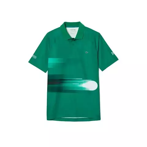 Polo Lacoste SPORT x Novak Djokovic Masculino Regular Fit Estampado verde