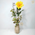 Arranjo Dália Amarela Flor Folhagem (planta artificial) + Vaso madeira