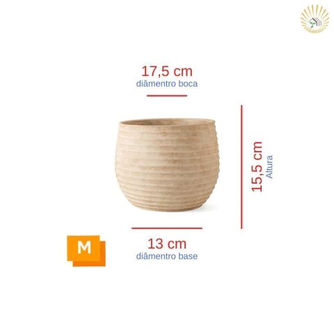 Vaso Cachepot Cimento com Linhas Onduladas