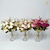 Arranjo 3 Buquês Mini Rosa (planta artificial) + Vaso vidro bojudo