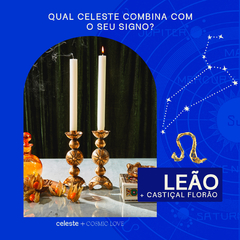 Leão - Par de Castiçais em Latão Ouro Velho Florão - comprar online