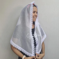 VÉU CCB CINTIA COM APLICAÇÃO - Véus da Fer | A loja certa para comprar seu véu CCB.