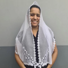 VÉU CCB FLOR COM APLICAÇÃO - Véus da Fer | A loja certa para comprar seu véu CCB.