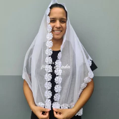 VÉU CCB MAISA COM APLICAÇÃO - Véus da Fer | A loja certa para comprar seu véu CCB.