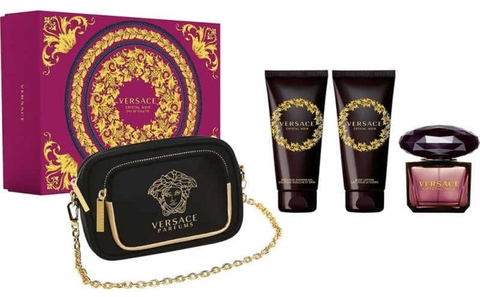 Kit Versace Crystal Noir Perfume 90 ml + Shower Gel 100 ml + Hidratante 100 ml + Bolsa Versace