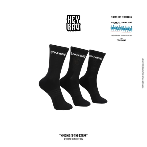 MEDIAS SPALDING PACK X 3 NEGRAS