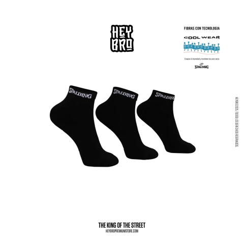 SOQUETE SPALDING PACK X 3 NEGRAS