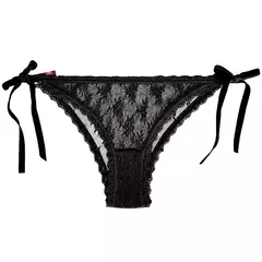 Calcinha de Renda Preta com Lacinho Preto - comprar online