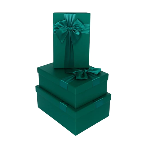 Kit 3 Caixas de Presente com Laço Verde - Tamanhos P, M e G