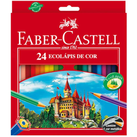 Lápis Sextavado EcoLápis Faber Castell, Multicor, 6 caixas de 24 uinidades cada