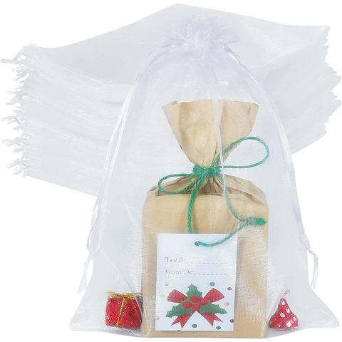 Saquinho de Organza Branco 22x40cm - Pct c/ 50