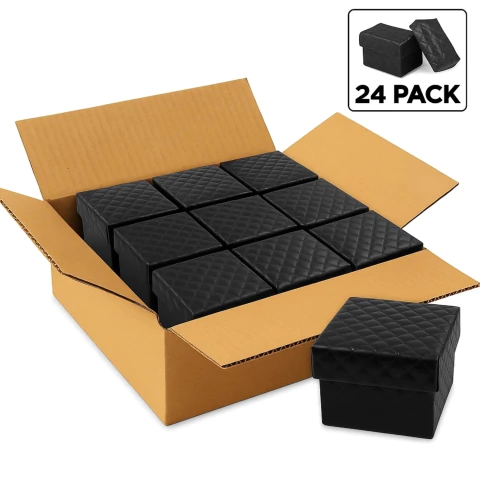 Caixinha de Papel Preta p/ Presente 5x5x3,5cm - 24 un