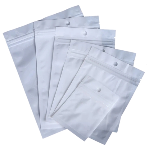 Saco Zip Branco 6x10cm c/ Frente Transparente - Pct c/ 100