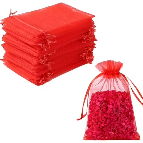 Saquinho de Organza Vermelho 7x9cm - Pct c/ 100