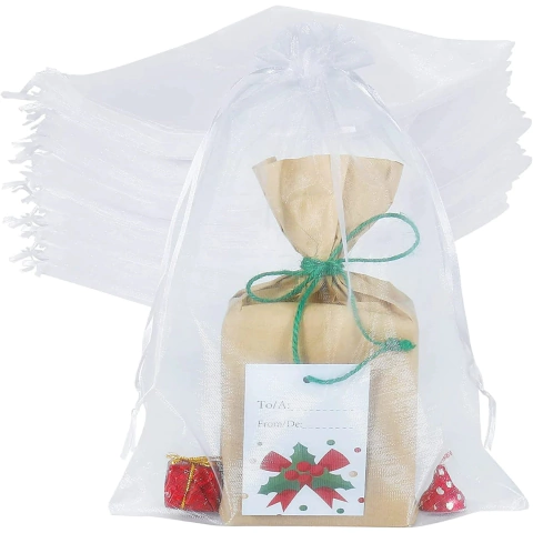 Saquinho de Organza Branco 25x35cm - Pct c/ 50