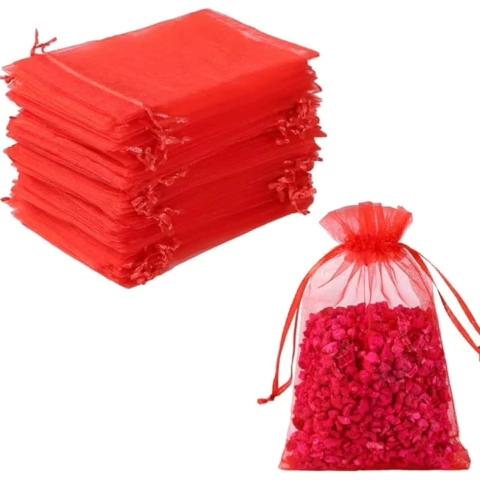 Saquinho de Organza Vermelho 10x15cm - Pct c/ 100
