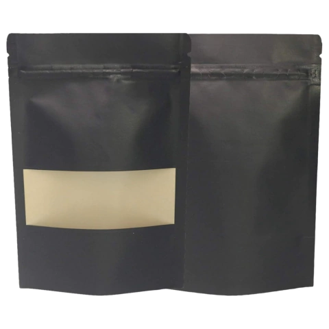 Saco Stand Up Pouch Preto Fosco c/ Visor 18x26+4cm - Pct c/ 50
