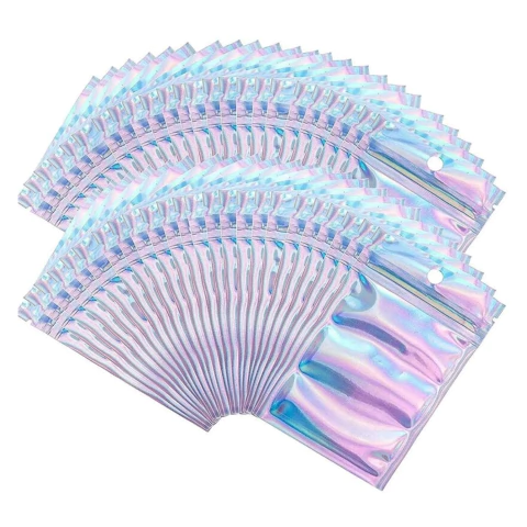 Saco Zip Holográfico 11x16cm c/ Furo - Pct c/ 100