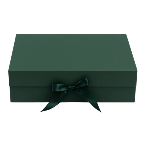 Caixa Dobrável com Fita de Cetim Verde Brilhante M 33x25x12cm