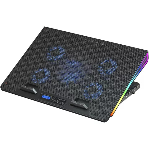 Base para Notebook Gamer NBC-510BK ate 17,3" Preto com 6 opções de inclinações Iluminação RGB e display digital para con