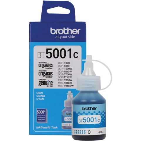 Garrafa de Tinta Brother BTD60BK 48,8ML Ciano Inkjet Mini17 MFCT4500 DCPT420W 720DW 820DW 5,0K