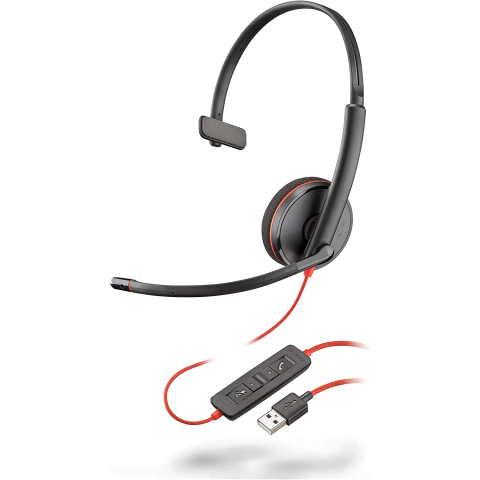 Headset Poly Blackwire C3210 USB-A Monoauricular com Microfone