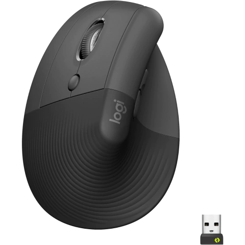 Mouse Logitech Ergonomico Vertical Lift Left (Canhoto) Sem Fio Grafite