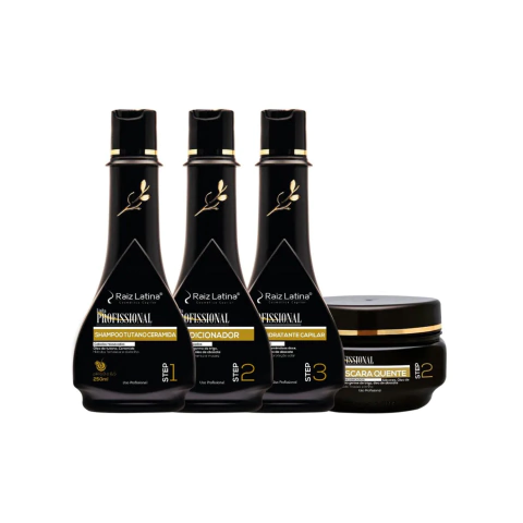 Raiz Latina Kit Super Hidratação 4 itens 250ml, Shampoo Tutano, Condicionador, Máscará de Tutano e Finalizador