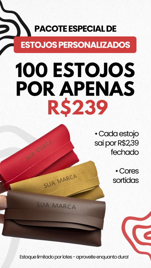KIT COM 100 ESTOJOS TRIUNFO • CORES VARIADAS • PERSONALIZAÇÃO À LASER INCLUSA - comprar online