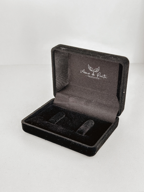 Caixa veludo aliança larga preta