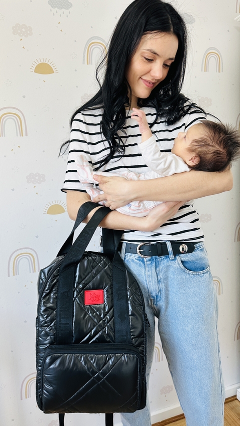 Mochila Maternal Mia Cubes Shining Black