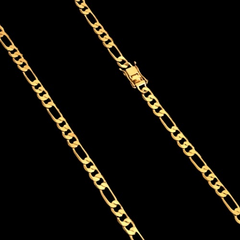 KIT CORDÃO E PULSEIRA 3 x 1 TRAVA DUPLA LÂMINADA 6 MM – 70cm BANHADA A OURO 18K - comprar online