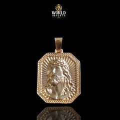 KIT CORDÃO E PULSEIRA CADEADO (10MM) – 70cm + PINGENTE FACE DE CRISTO NA PLACA – BANHADA A OURO 18K - World Imports 18k