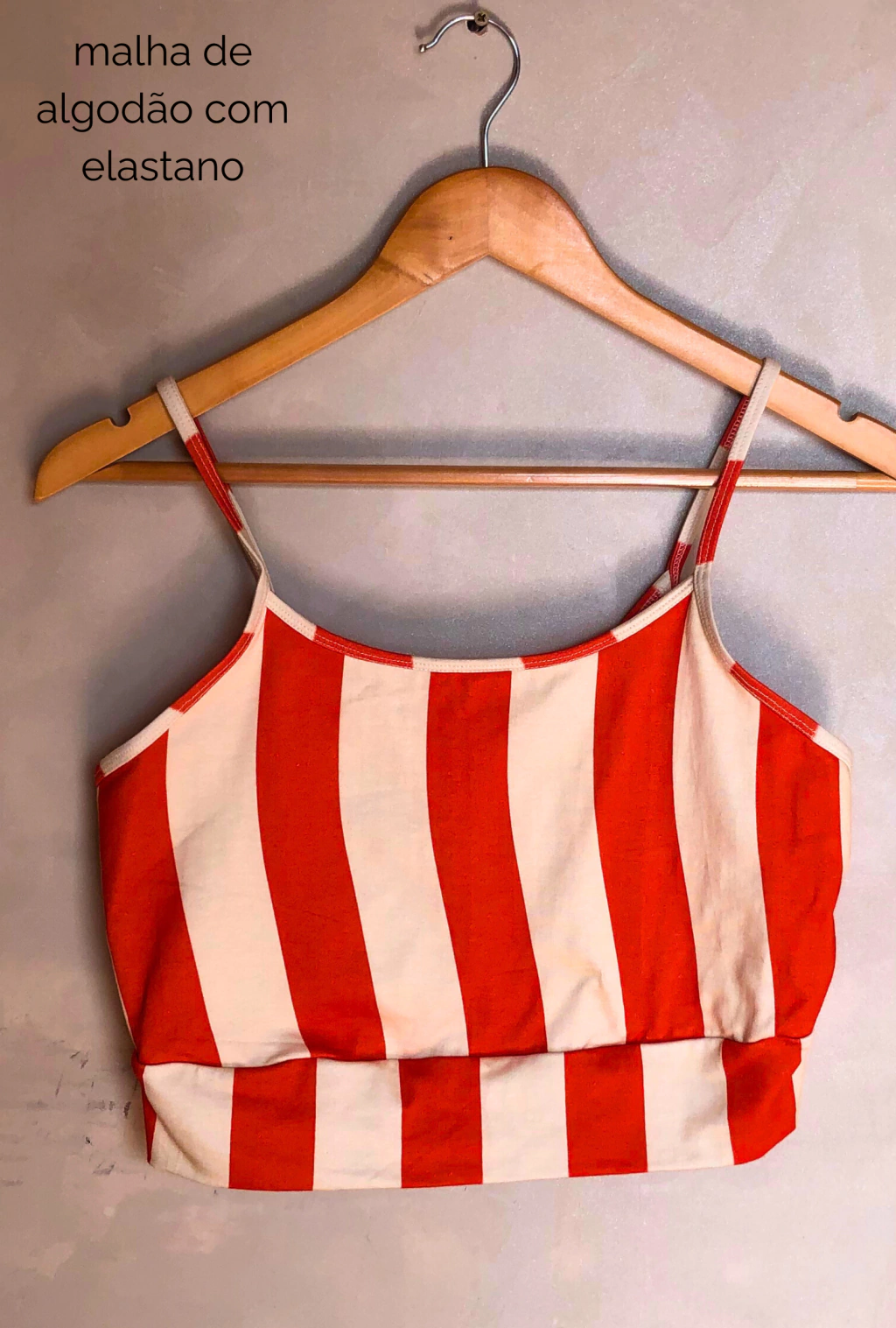 Top Simone Listras Vermelho e Bege