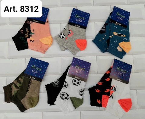 Docena medias soquetes de Niños estampadas. Art. 8312 Marca Sayka - comprar online