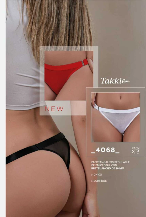 Pack x3 colaless regulables tul hilo con elástico ancho Takki Art. 4068 - comprar online